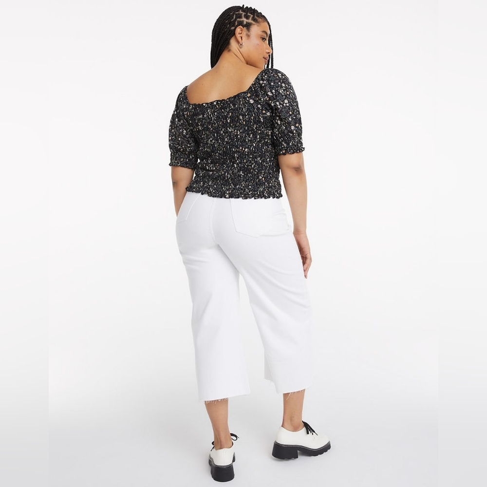 NWT Wide-Leg Jeans High-Rise Plus Size White Colour Stretchy Cropped - Picture 4 of 11